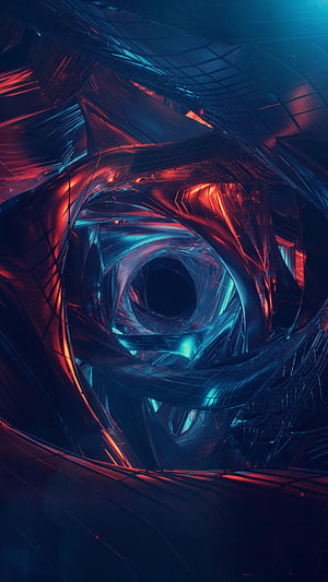 Abstract Futuristic Tunnel With Neon Red And Blue Lighting HD phone wallpaper
