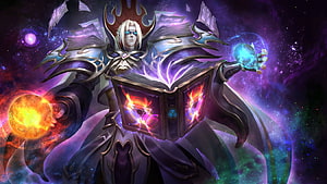 Dota 2 Invoker Dark Artistry Persona with Cosmic Magic and Arcane Book HD wallpaper