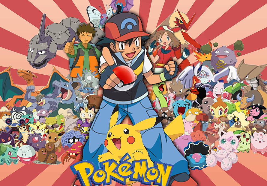 Ash Ketchum and Pikachu with Full Pokemon Roster Anime Wallpaper HD wallpaper