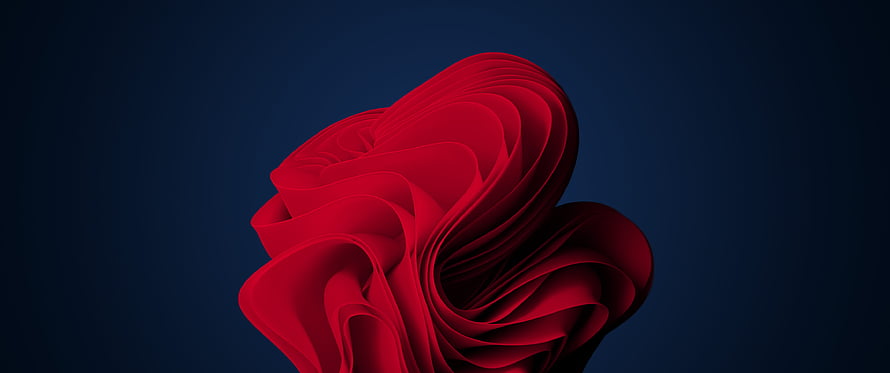 Windows 11 Dark Mode Abstract Red Ribbon Wallpaper HD wallpaper