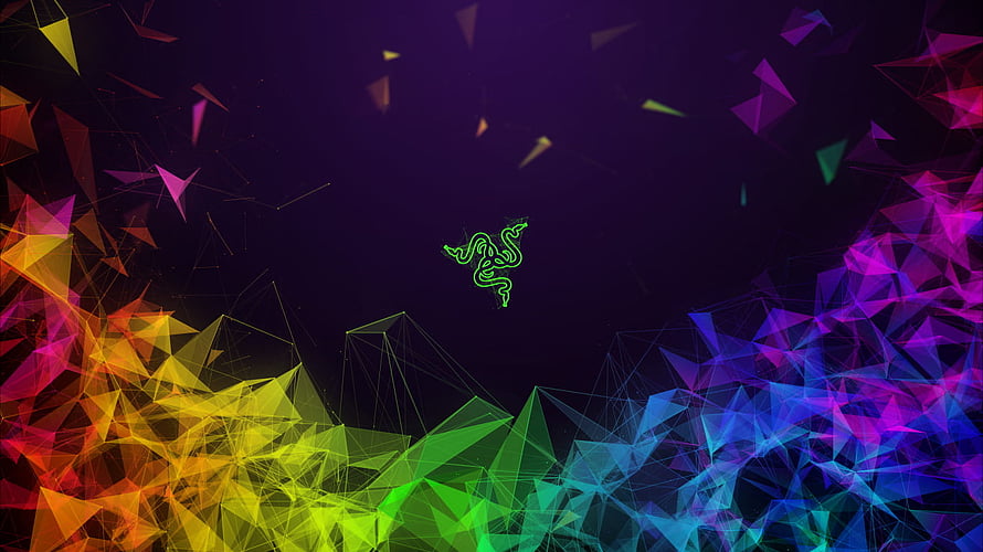 Razer Logo on Colorful Geometric Polygon Background HD wallpaper