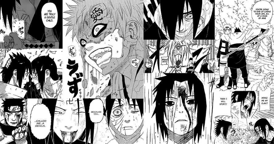 Naruto Manga Panel Collage Featuring Itachi Uchiha Sasuke And Naruto Uzumaki, naruto manga panels, #naruto manga panel HD wallpaper