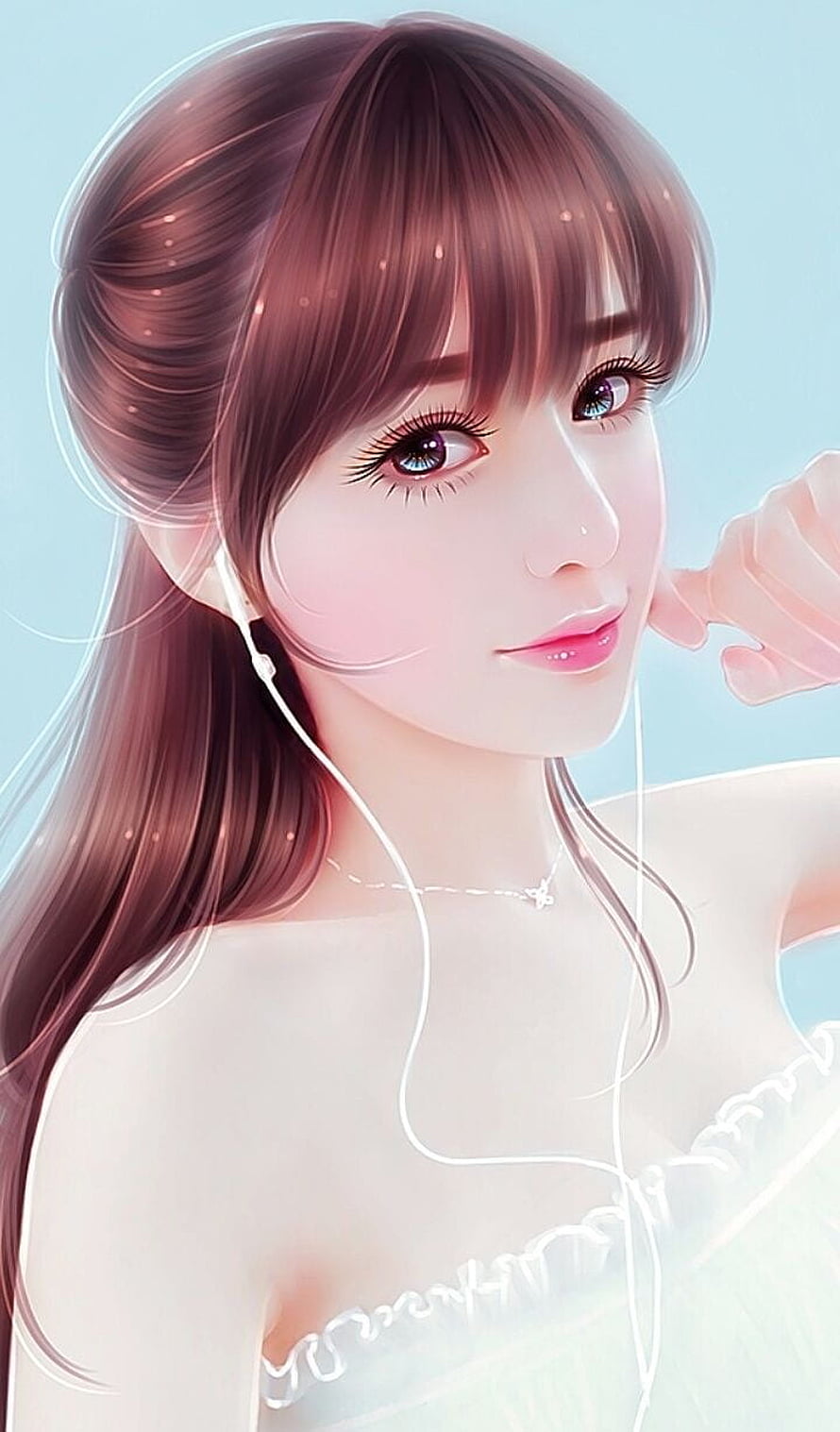 Anime Girl With Earphones Listening To Music HD phone wallpaper
