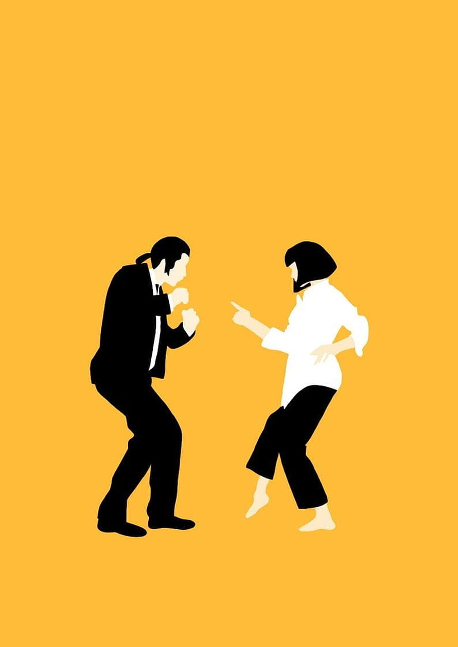 Pulp Fiction Dance Scene Minimalist Silhouette Illustration HD phone wallpaper