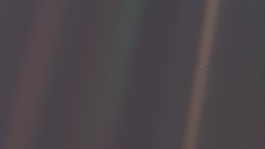 Pale Blue Dot Earth Photograph Against Dark Space Background HD wallpaper