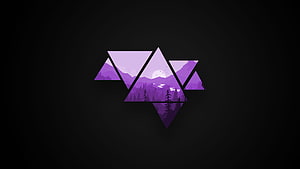 Geometric Purple Mountain Landscape Wallpaper With Triangles HD wallpaper