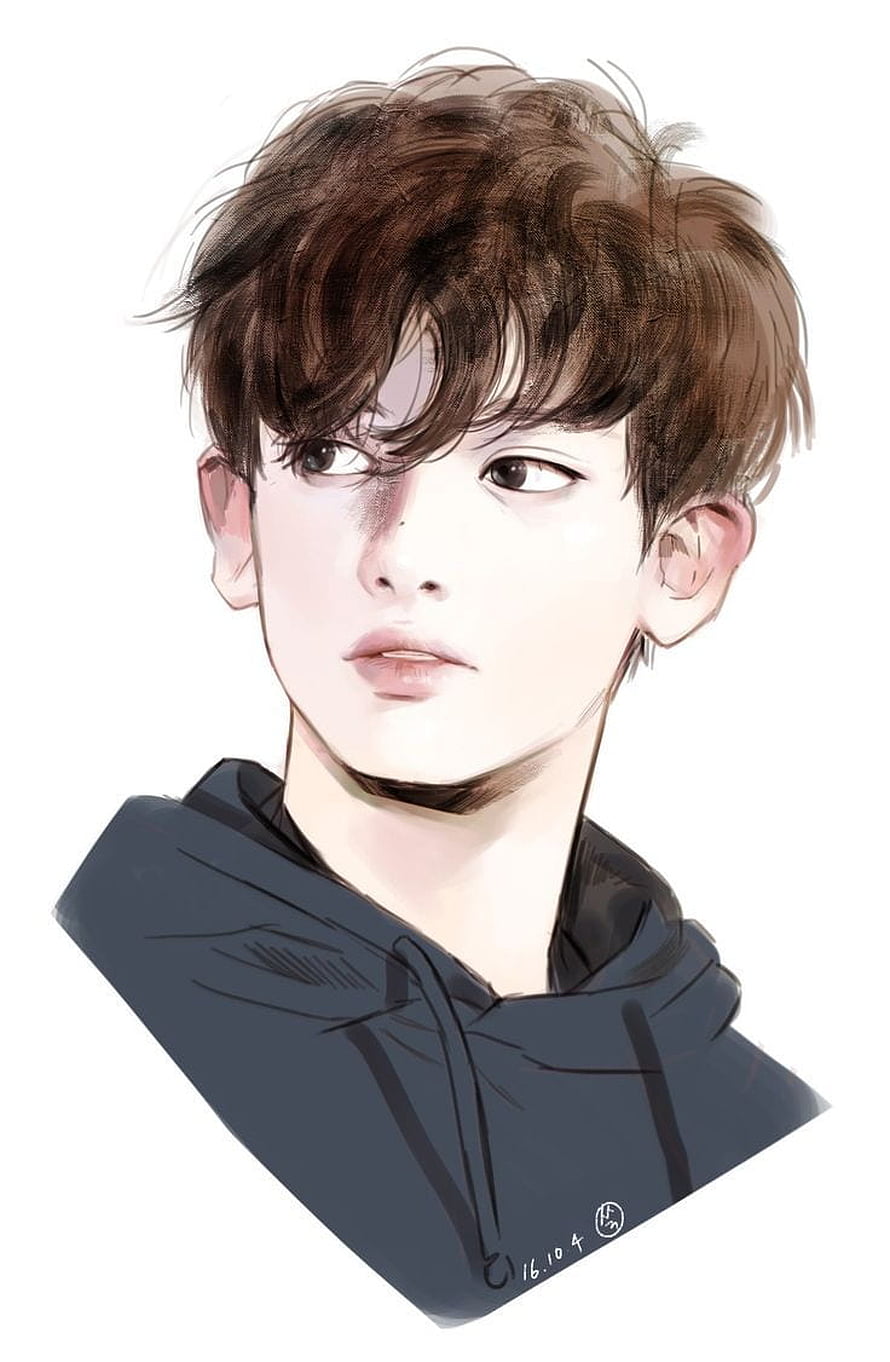 Portrait of a Young Man with Brown Hair and a Dark Hoodie, Anime Korean Boy posted by Zoey Peltier, korea anime boy HD phone wallpaper