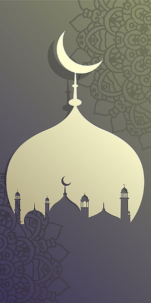 Islamic Mosque Silhouette With Crescent Moon And Intricate Mandala Patterns, Mosque Backgrounds Vector Islamic, amoled mosque HD phone wallpaper