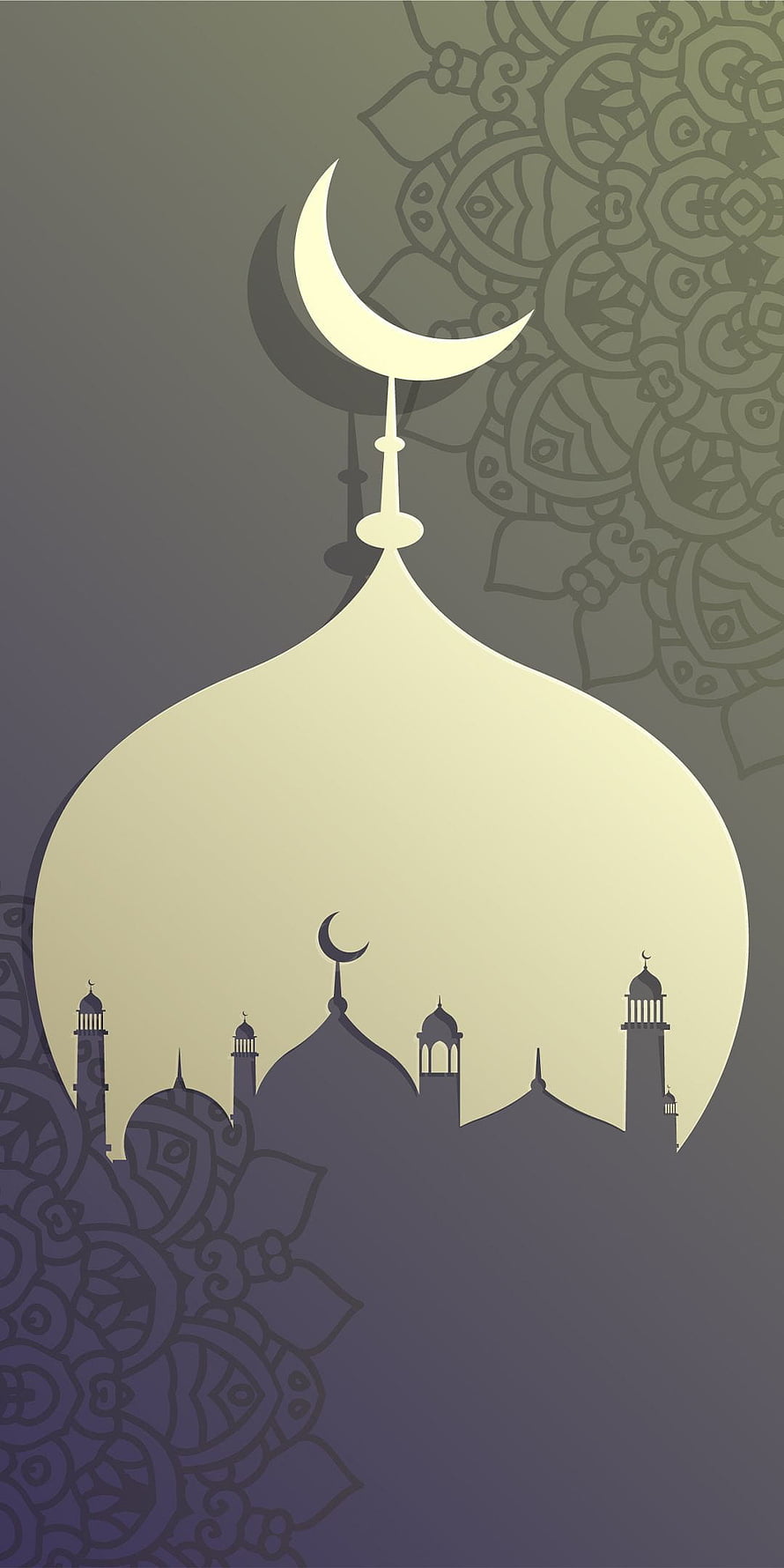 Islamic Mosque Silhouette With Crescent Moon And Intricate Mandala Patterns, Mosque Backgrounds Vector Islamic, amoled mosque HD phone wallpaper
