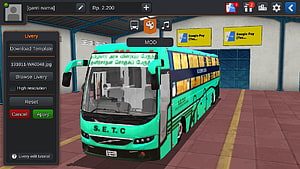 Turquoise SETC Volvo Bus Livery in Garage Simulator Game Interface HD wallpaper