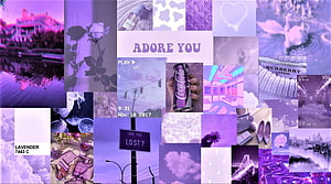 Lavender Aesthetic Collage Featuring Vintage Photos, Brand Logos, and Dreamy Purple Tones HD wallpaper