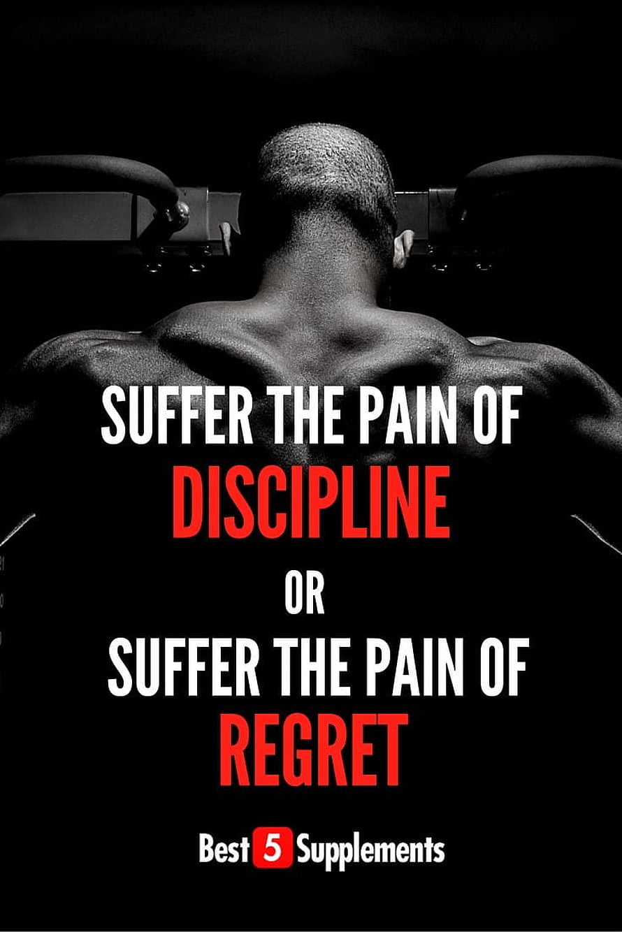 Motivational Gym Quote: Suffer the Pain of Discipline or Regret HD phone wallpaper