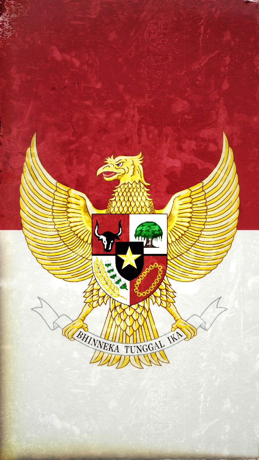 Garuda Pancasila Emblem on Textured Red and White Background HD phone wallpaper