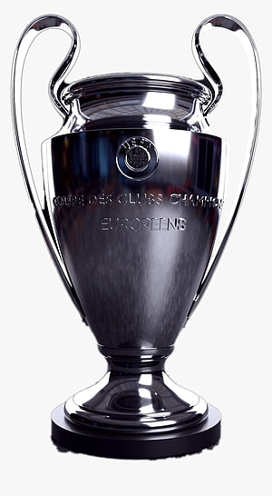 UEFA Champions League Trophy Silver Cup with Engraved Text on White Background HD phone wallpaper