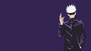 Gojo Satoru Jujutsu Kaisen Anime Character Minimalist Purple Background Wallpaper HD wallpaper
