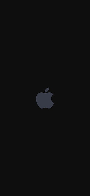 Minimalist Apple Logo on Solid Black Background for iPhone and iPad HD phone wallpaper