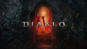 Diablo IV Dark Fantasy Key Art Featuring Glowing Red Roman Numeral and Ornate Stone Archway, Diablo 4: and backgrounds, diablo iv HD wallpaper