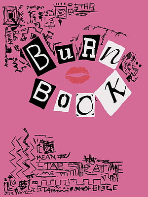 Mean Girls Burn Book Poster with Pink Background and Collage Typography HD phone wallpaper