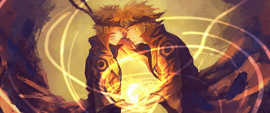Naruto Uzumaki and Sasuke Uchiha Sharingan Fusion Artwork HD wallpaper