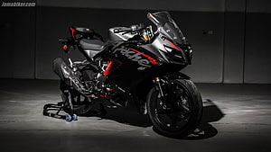 TVS Apache RR 310 Black Sport Motorcycle Studio Shot HD wallpaper