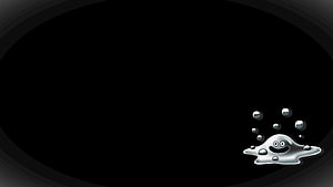 Cute Silver Liquid Blob Character with Bubbles on Black Background HD wallpaper