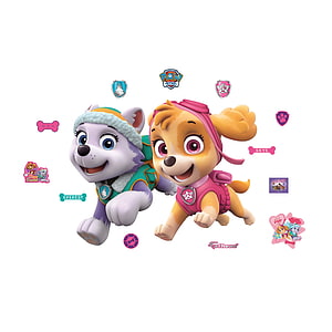 Paw Patrol Skye and Everest Running Together in 3D Animation Style HD phone wallpaper