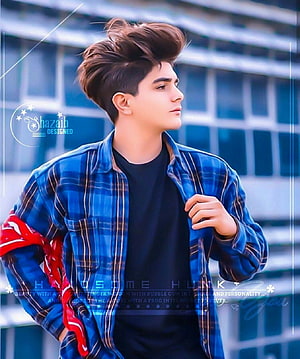 Young man in blue plaid shirt and black tee with voluminous brown hair, urban backdrop, Pin on Edited dpzzz, smart and attitude boys HD phone wallpaper