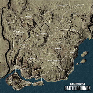 PUBG Battlegrounds Erangel Map Overview with Locations and Roads HD phone wallpaper