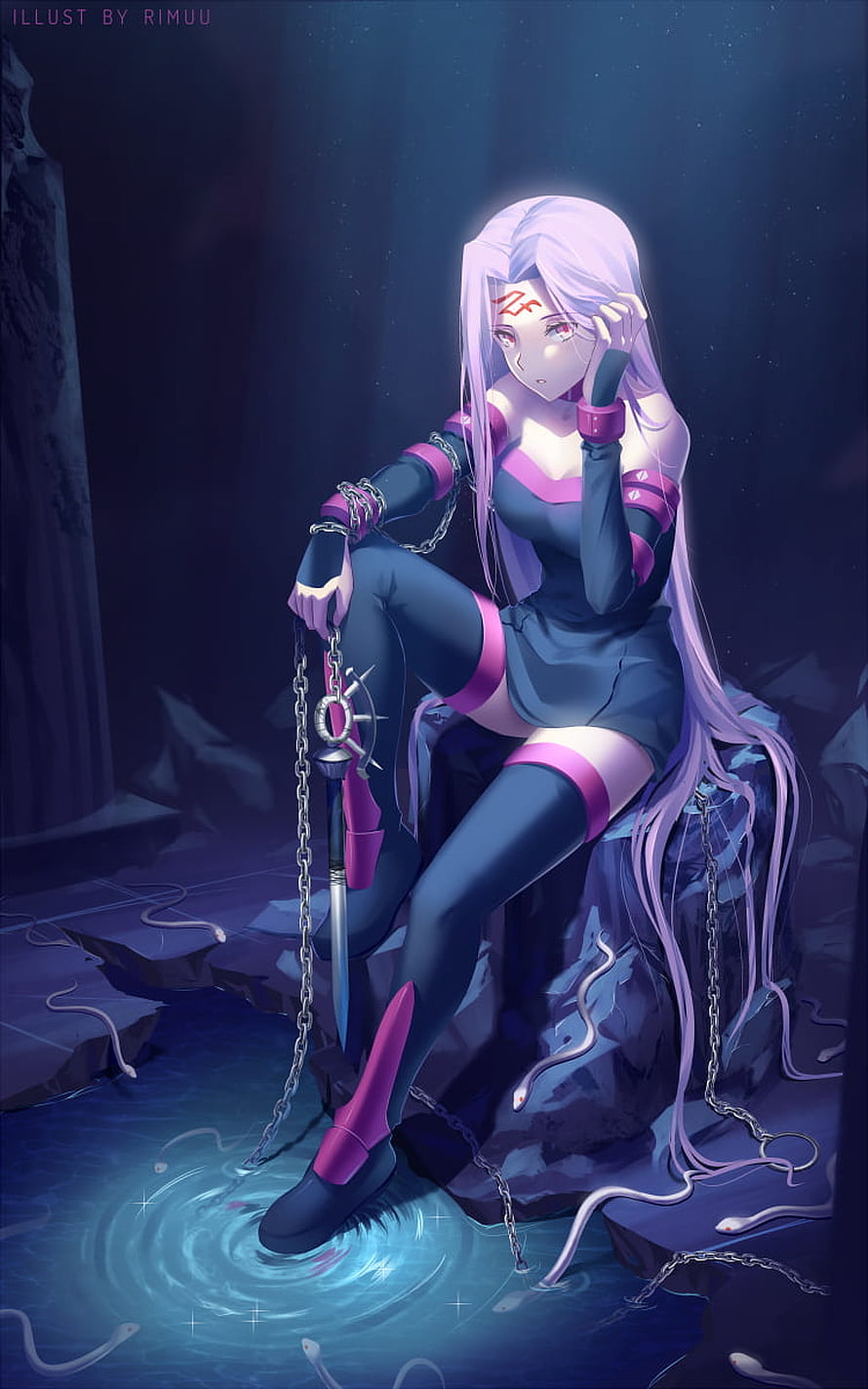 Medusa Rider from Fate Stay Night in Dark Fantasy Setting HD phone wallpaper