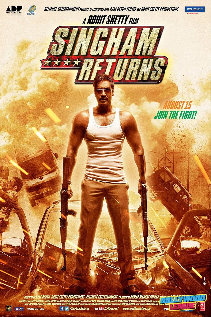 Singham Returns Movie Poster Featuring Ajay Devgn in Action HD phone wallpaper