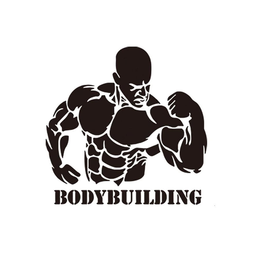Black and white bodybuilding silhouette logo with muscular male figure in classic pose HD phone wallpaper