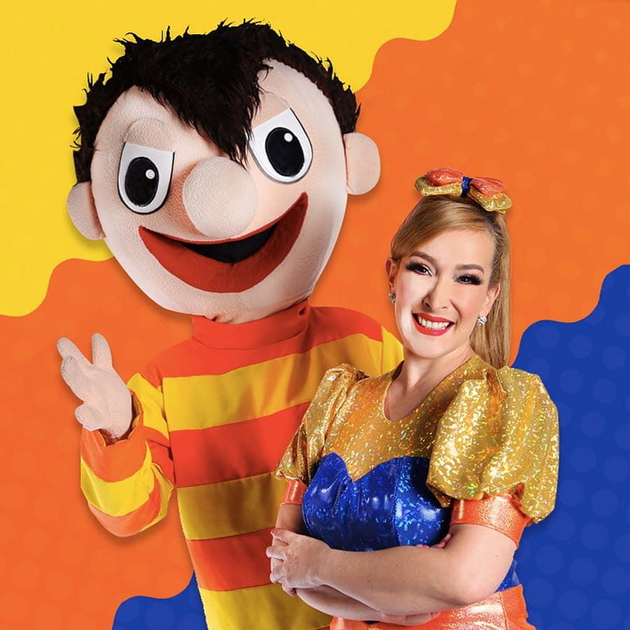 Beto Puppet and Performer in Vibrant Striped and Sequined Costumes HD phone wallpaper