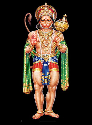 Mehandipur Balaji Hindu Deity Illustration with Gada and Traditional Attire HD phone wallpaper