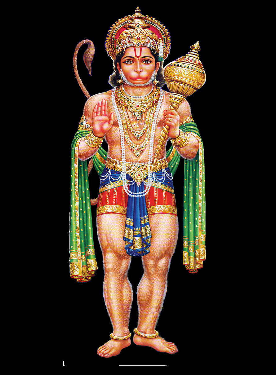 Mehandipur Balaji Hindu Deity Illustration with Gada and Traditional Attire HD phone wallpaper