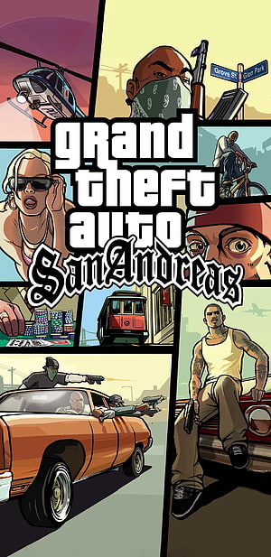 Grand Theft Auto San Andreas Comic Style Poster With CJ And Grove Street Gang HD phone wallpaper