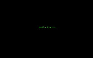 Green Hello World Terminal Text on Black Background Minimalist Digital Art HD wallpaper
