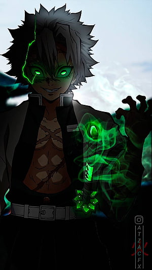 Sanemi Shinazugawa Wind Hashira Demon Slayer Anime Character Artwork HD phone wallpaper