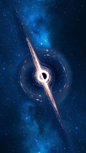 Majestic Black Hole with Glowing Accretion Disk and Relativistic Jets in Deep Space HD phone wallpaper