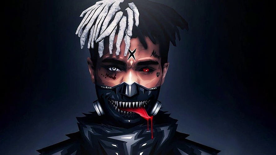Xxxtentacion Dark Portrait With Mask And Dripping Blood Digital Art HD wallpaper