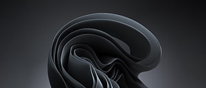 Sleek Black Abstract 3D Ribbon Sculpture on Dark Gradient Background HD wallpaper