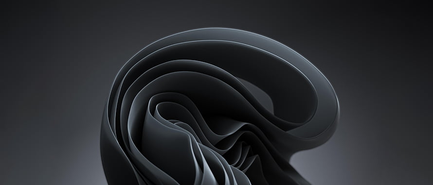 Windows 11 Dark Theme Abstract 3D Ribbon Sculpture Wallpaper HD wallpaper