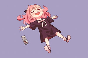 Anya Forger from Spy x Family Falling with a Walkman on a Lavender Background, Anya Forger Spy x Family PC 5061g [3840x2160] for your , Mobile & Tablet, #spy x family HD wallpaper