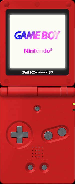 Red Nintendo Game Boy Advance SP Handheld Console with Retro Boot Screen HD phone wallpaper