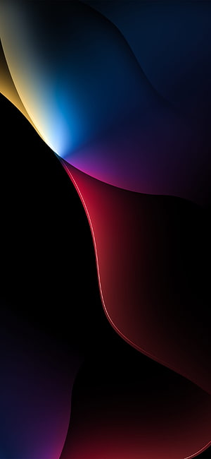 Abstract Dark Gradient Waves Wallpaper With Blue Red And Gold Accents HD phone wallpaper