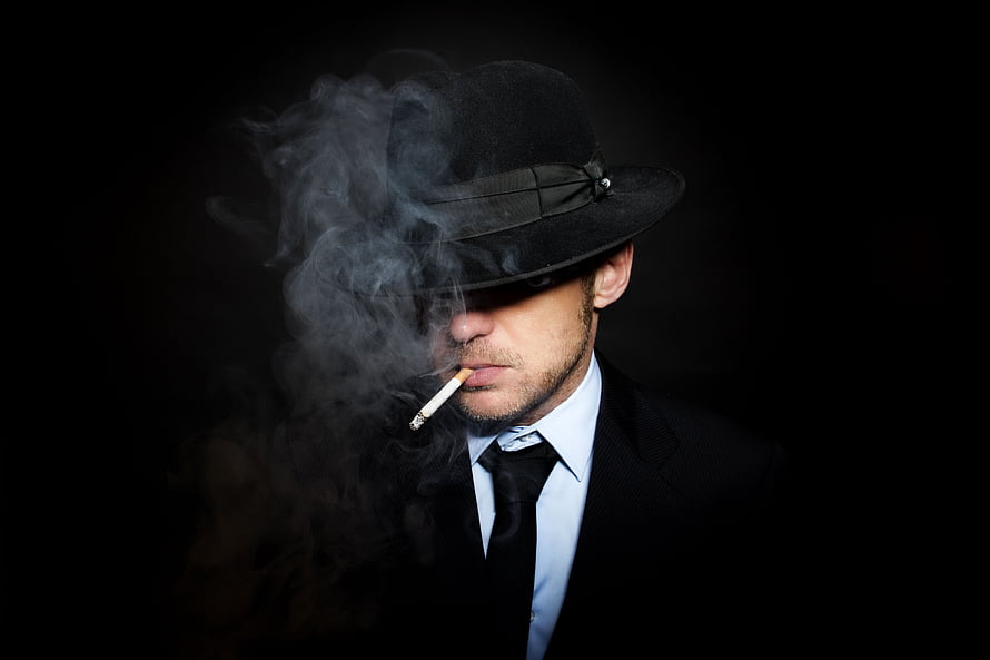 Mysterious Man in Black Fedora Smoking Cigarette Against Dark Background, Sad Man Smoking posted by Zoey Thompson, smoke boy HD wallpaper