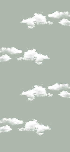 Minimalist White Clouds on Muted Sage Green Sky Background HD phone wallpaper
