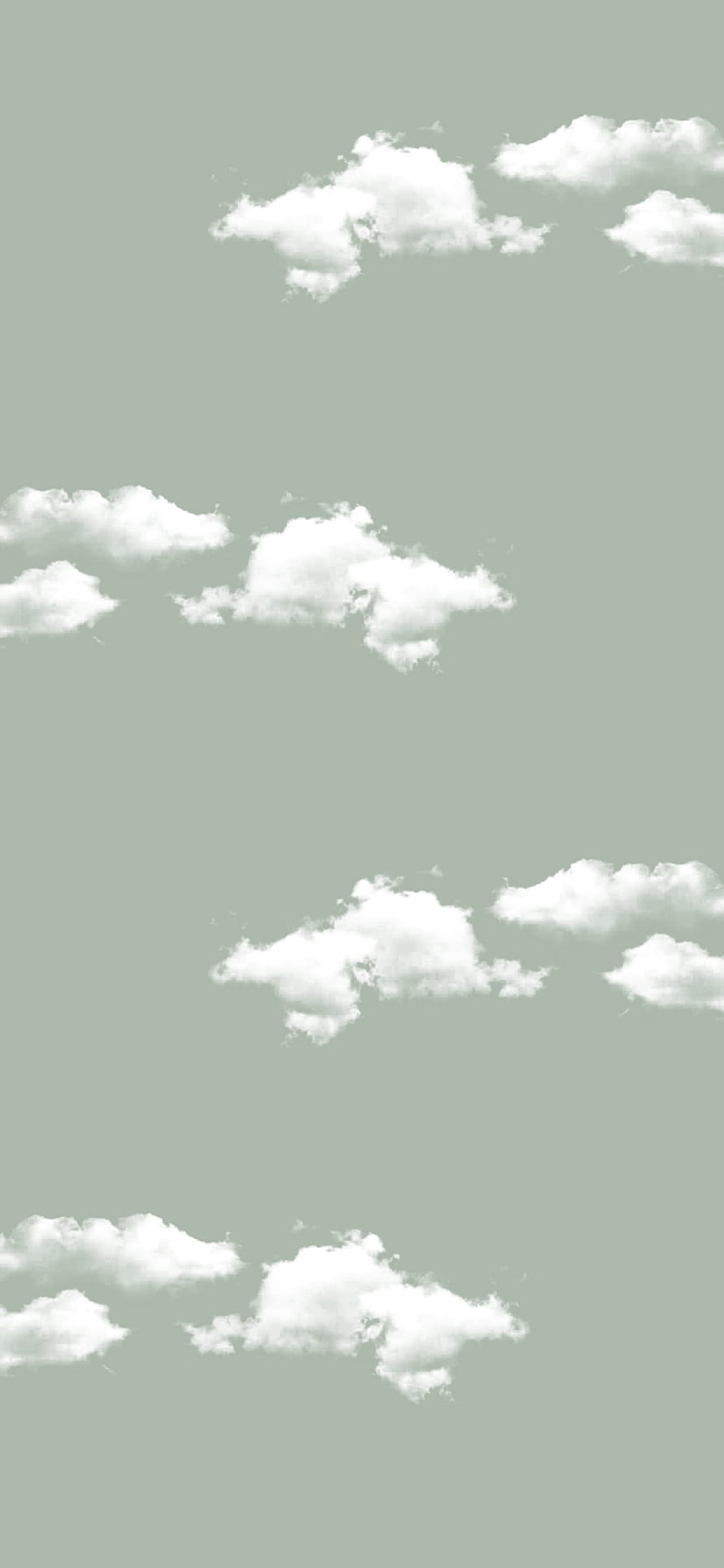 Minimalist White Clouds on Muted Sage Green Sky Background HD phone wallpaper