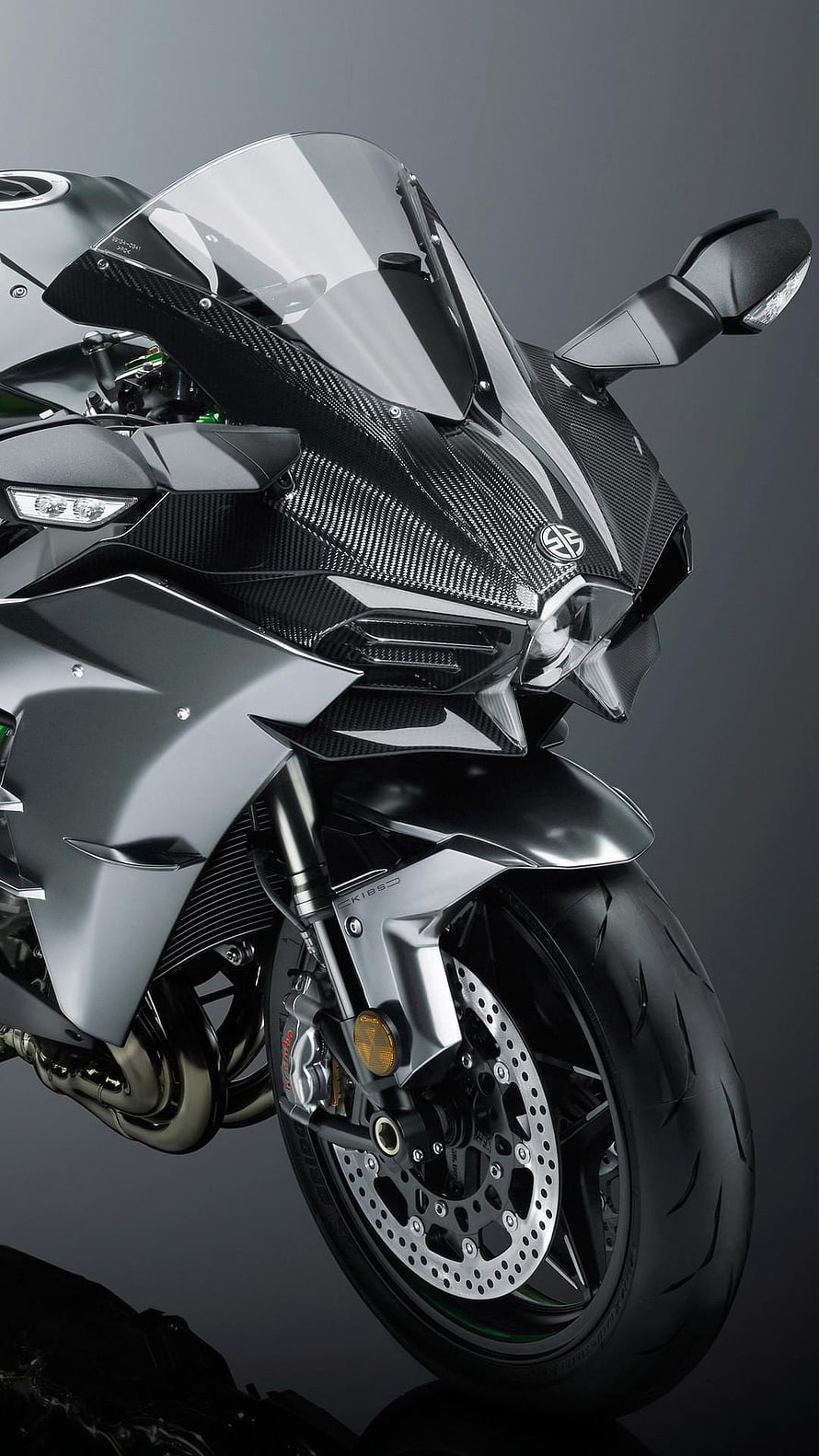 Sleek Matte Grey Kawasaki Ninja ZX-10R with Carbon Fiber Accents HD phone wallpaper
