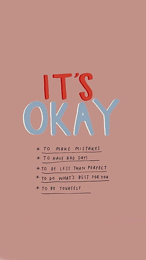 It's Okay Motivational Quote Wallpaper With Handwritten Affirmations On Mauve Background HD phone wallpaper