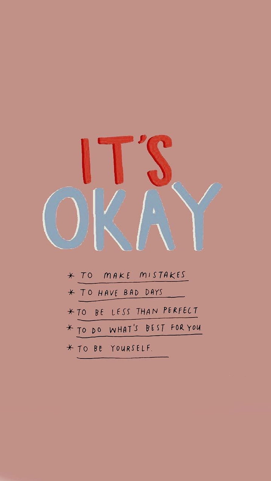It's Okay Motivational Quote Wallpaper With Handwritten Affirmations On Mauve Background HD phone wallpaper